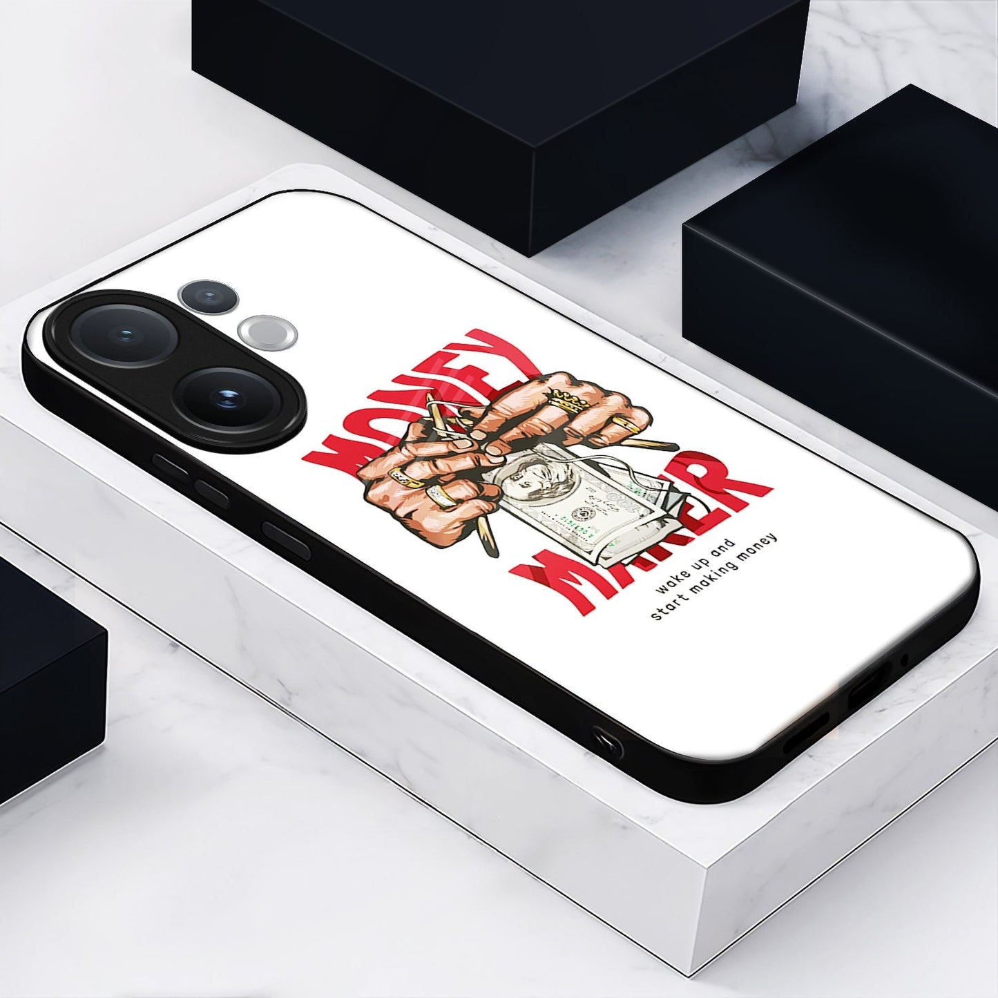 Vivo V60 5G Phone case with money and hands design on a white surface