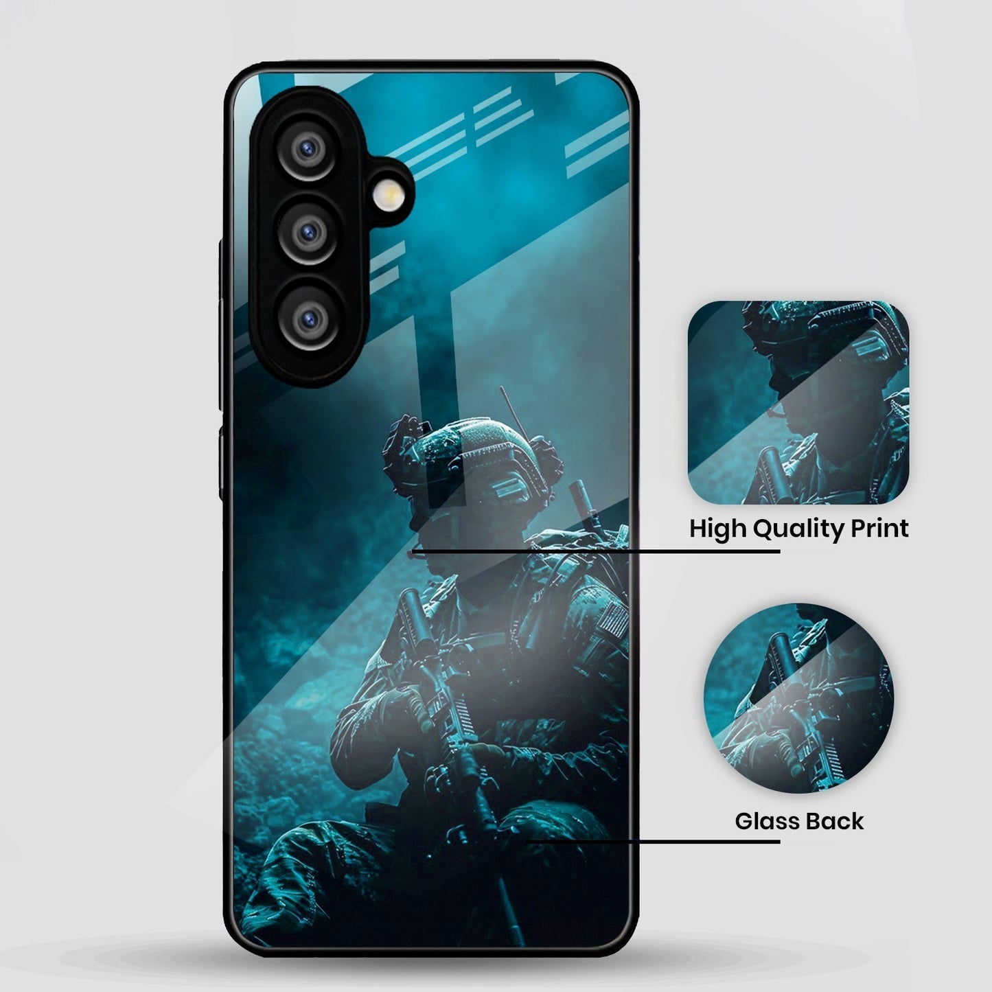 Samsung Galaxy A36 5G Premium Acrylic Shockproof Glass Back Case (Soldier Case)