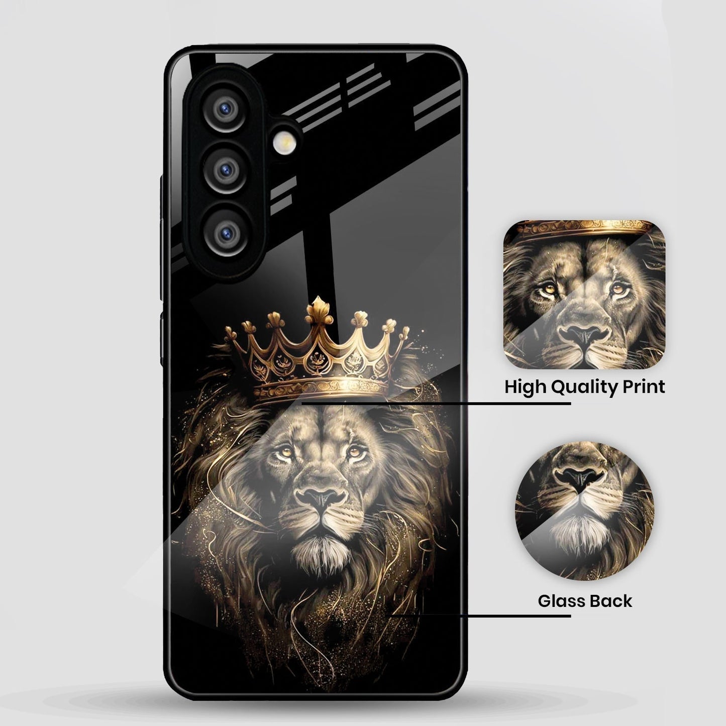Samsung Galaxy A36 5G Premium Acrylic Shockproof Glass Back Case (Crowned Lion)