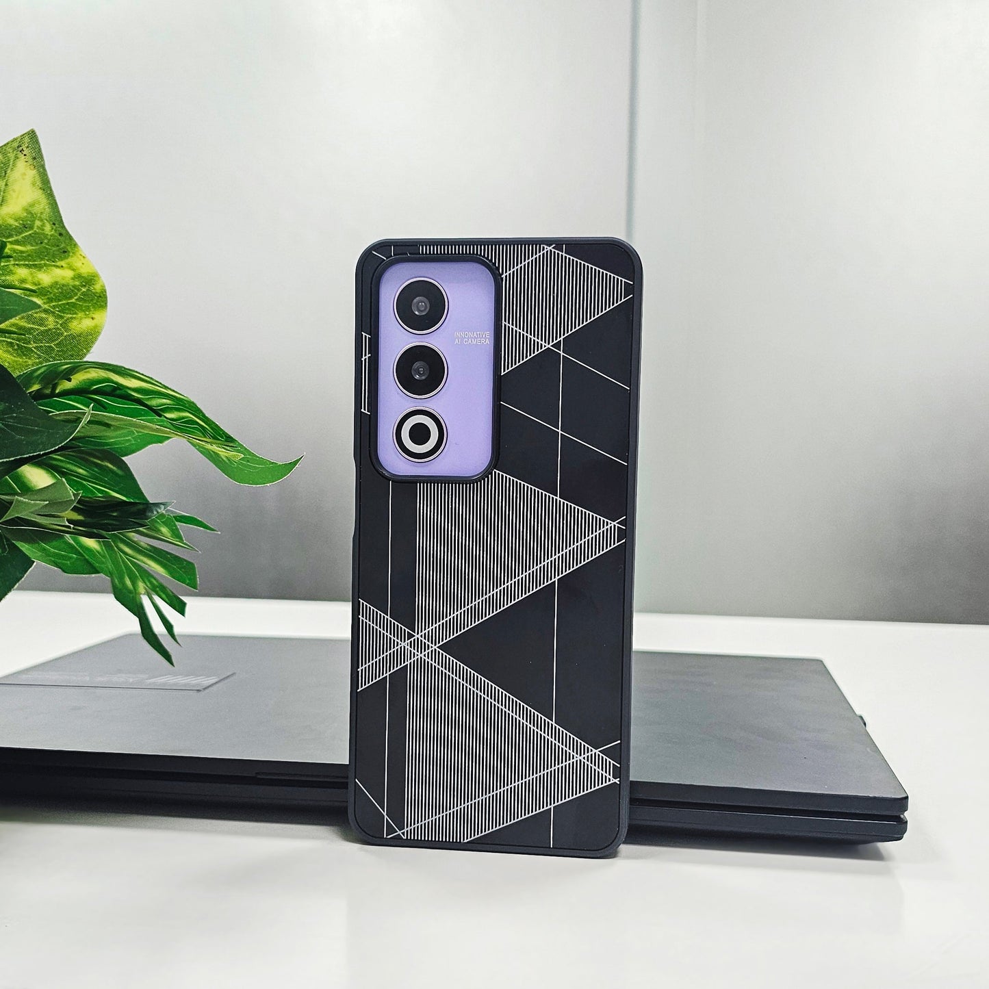 Oppo A3 Pro 5G Triangle Pattern Matte Back Shockproof Case