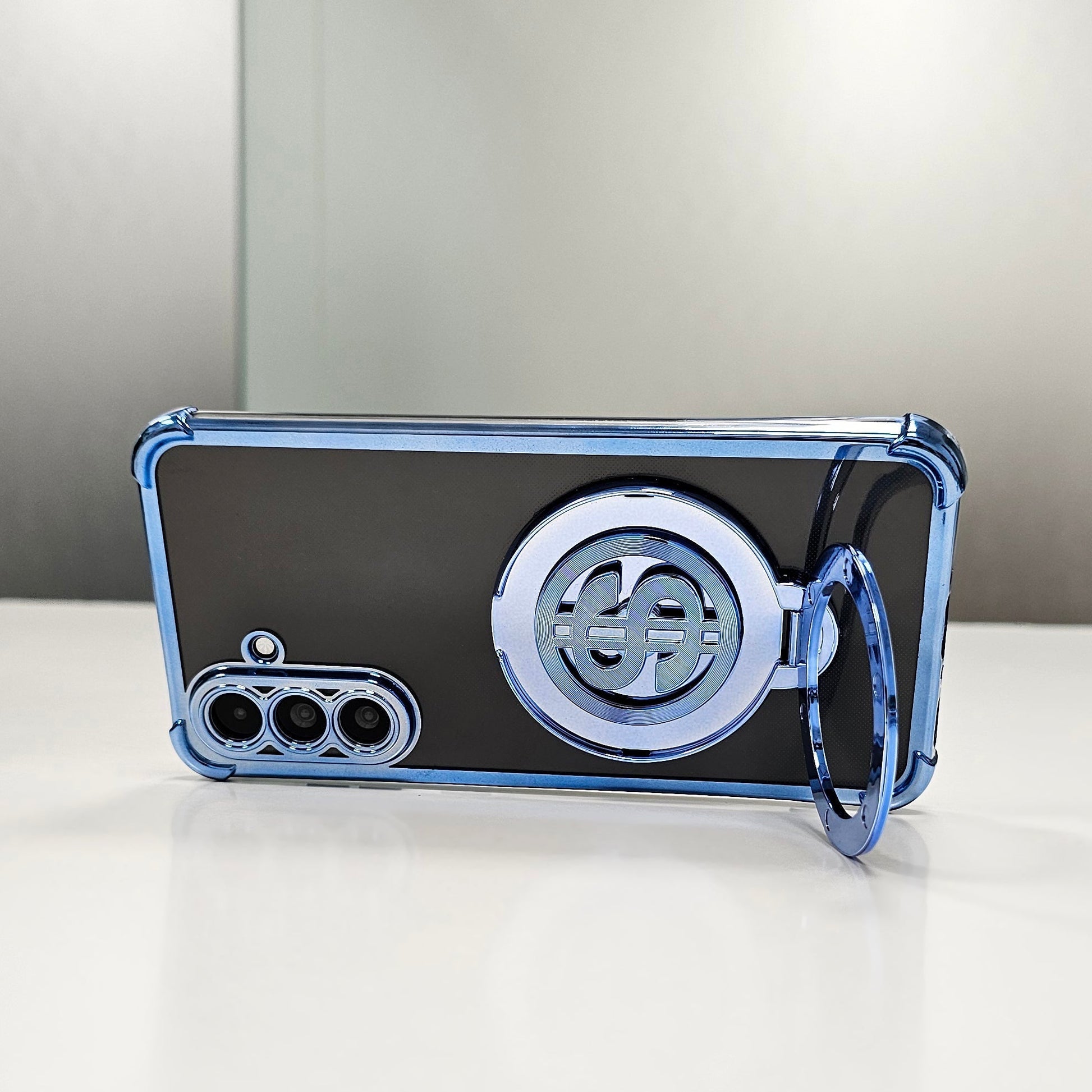 Samsung Galaxy A56 5G Four Corner Airbags 100% Original Astro Money Magnet Rotating Dollar Case blue