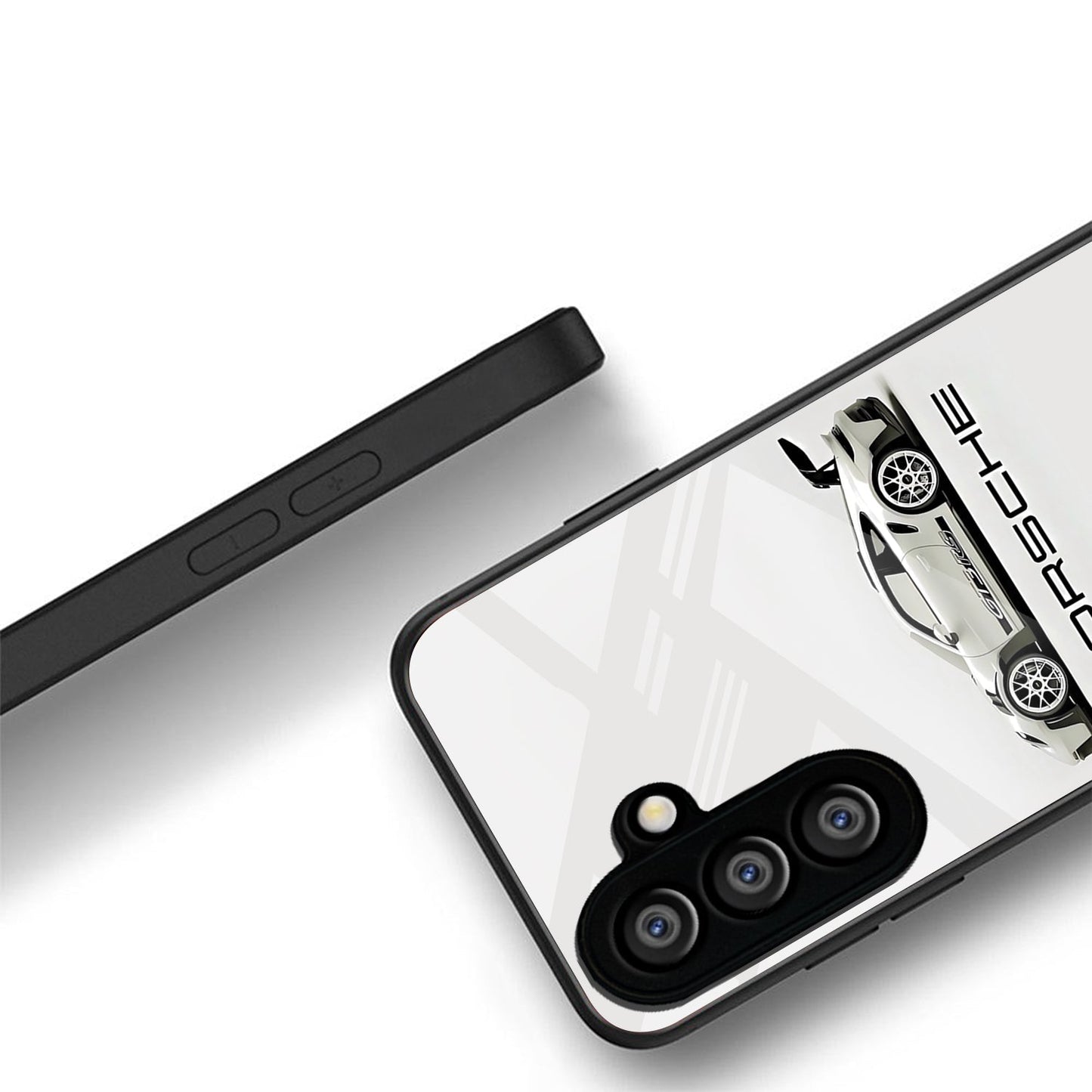 Samsung Galaxy A56 Premium Acrylic Shockproof Glass Back Case (White Porsche)
