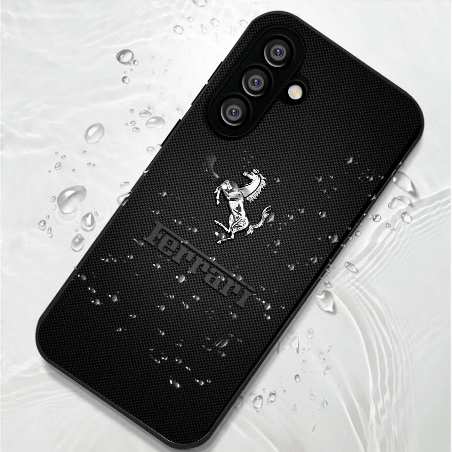 Samsung Galaxy A56 5G Premium Acrylic Shockproof Glass Back Case (Ferrari Carbon Fiber)