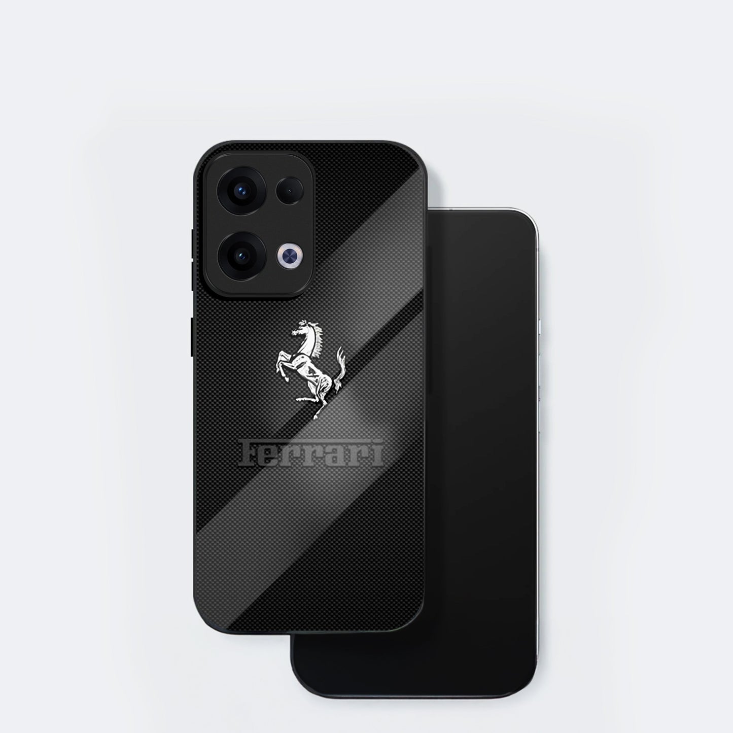 Oppo Reno 13 5G Premium Acrylic Shockproof Glass Back Case (Ferrari Carbon Fiber)