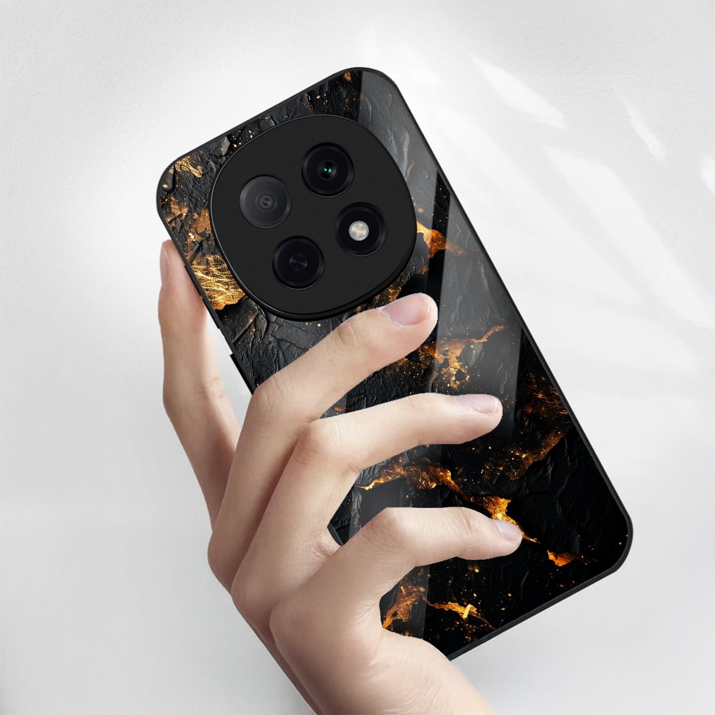 OPPO F29 Pro 5G Premium Acrylic Shockproof Glass Back Case (Volcanic Gold)