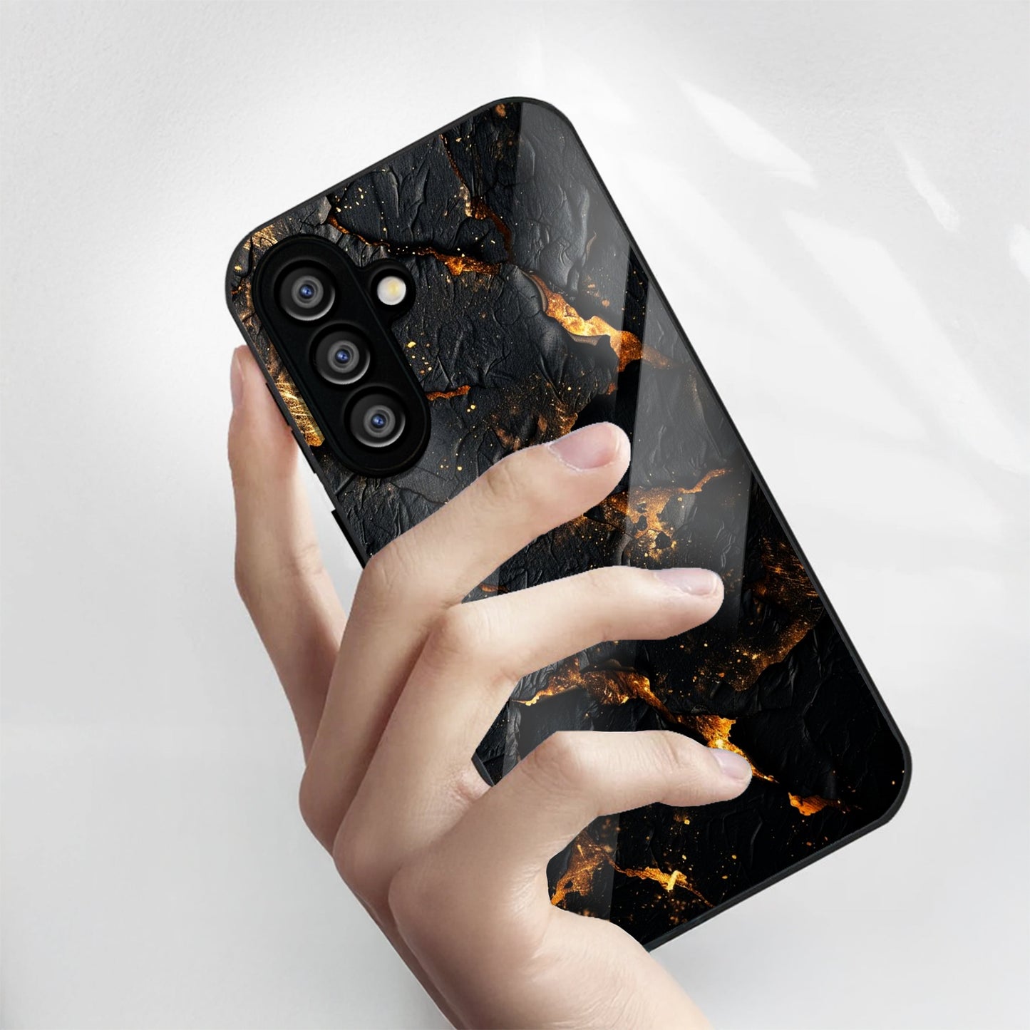 Samsung Galaxy A56 5G Premium Acrylic Shockproof Glass Back Case (Volcanic Gold)