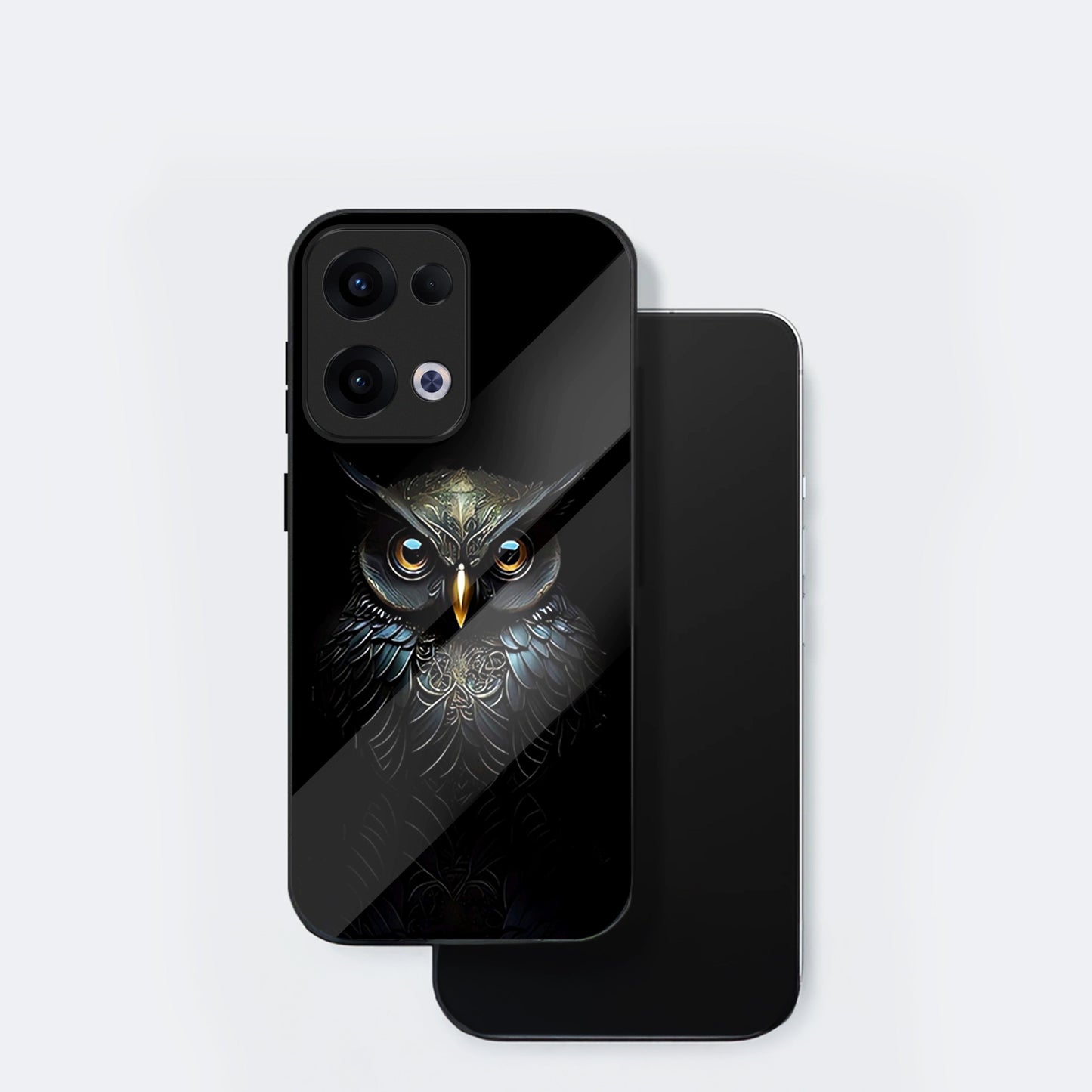 Oppo Reno 13 5G Premium Acrylic Shockproof Glass Back Case (Midnight Owl)