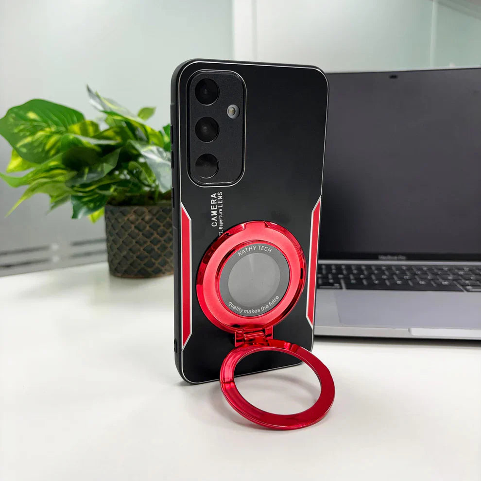 Samsung Galaxy A35 5G Original Luxury Aluminium Metal Magnifier Ring Stand Case