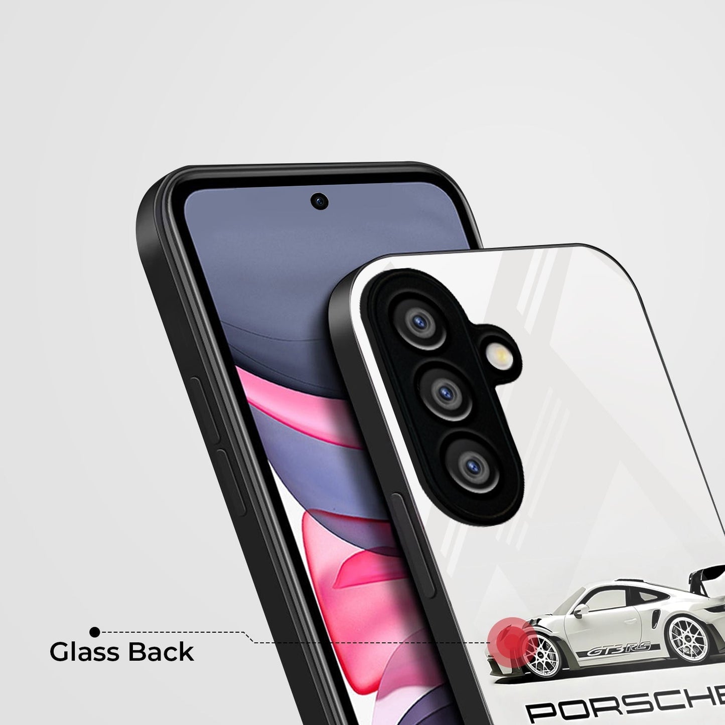 Samsung Galaxy A36 5G Premium Acrylic Shockproof Glass Back Case (White Porsche)