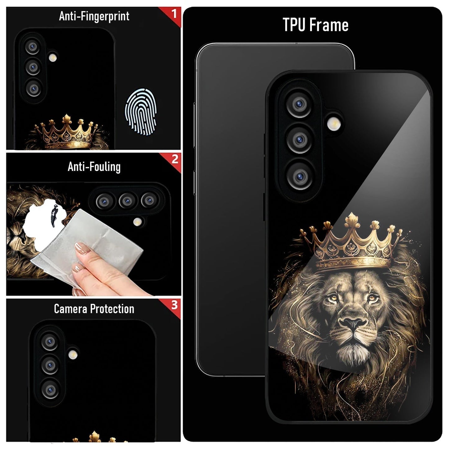 Samsung Galaxy A36 5G Premium Acrylic Shockproof Glass Back Case (Crowned Lion)