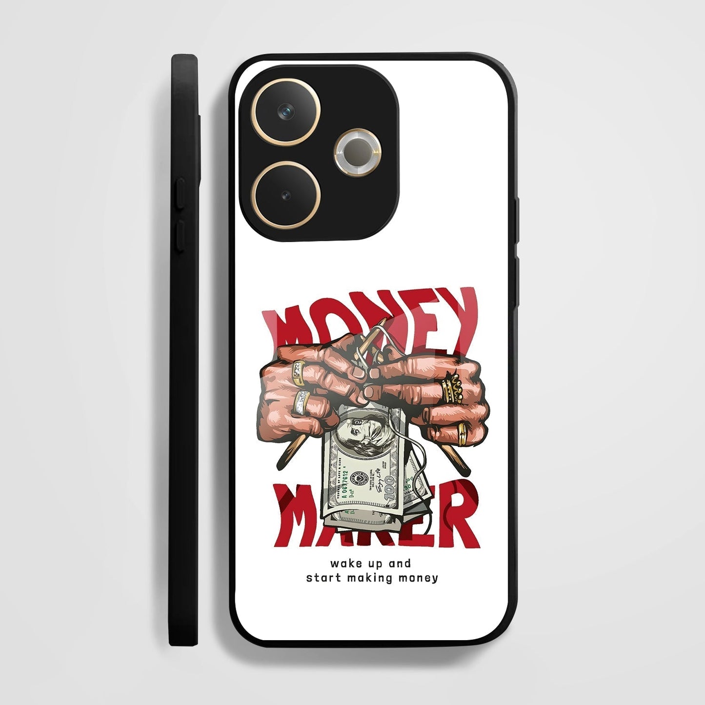 Oppo A5 Pro 5G Premium Acrylic Shockproof Glass Back Case ( Money Maker )