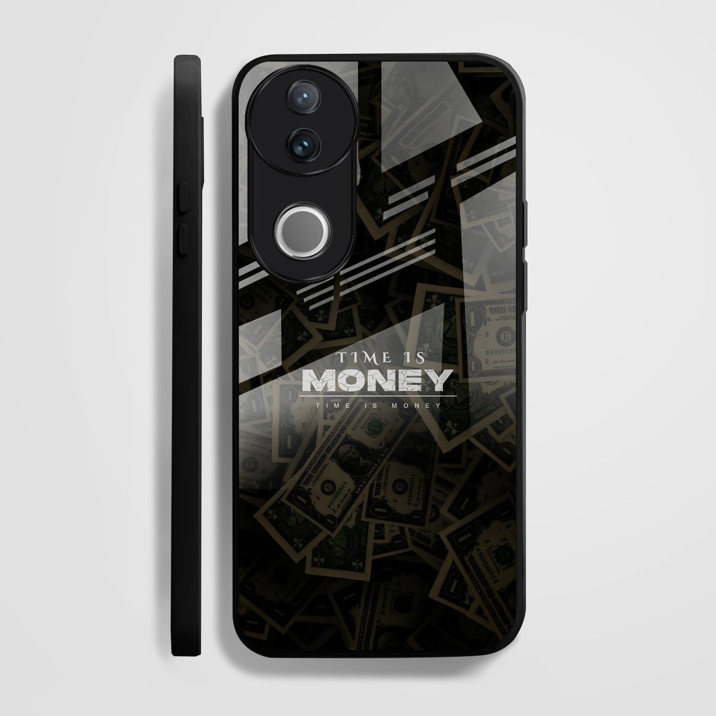 Vivo V50 5G Premium Acrylic Shockproof Glass Back Case (Time is Money)
