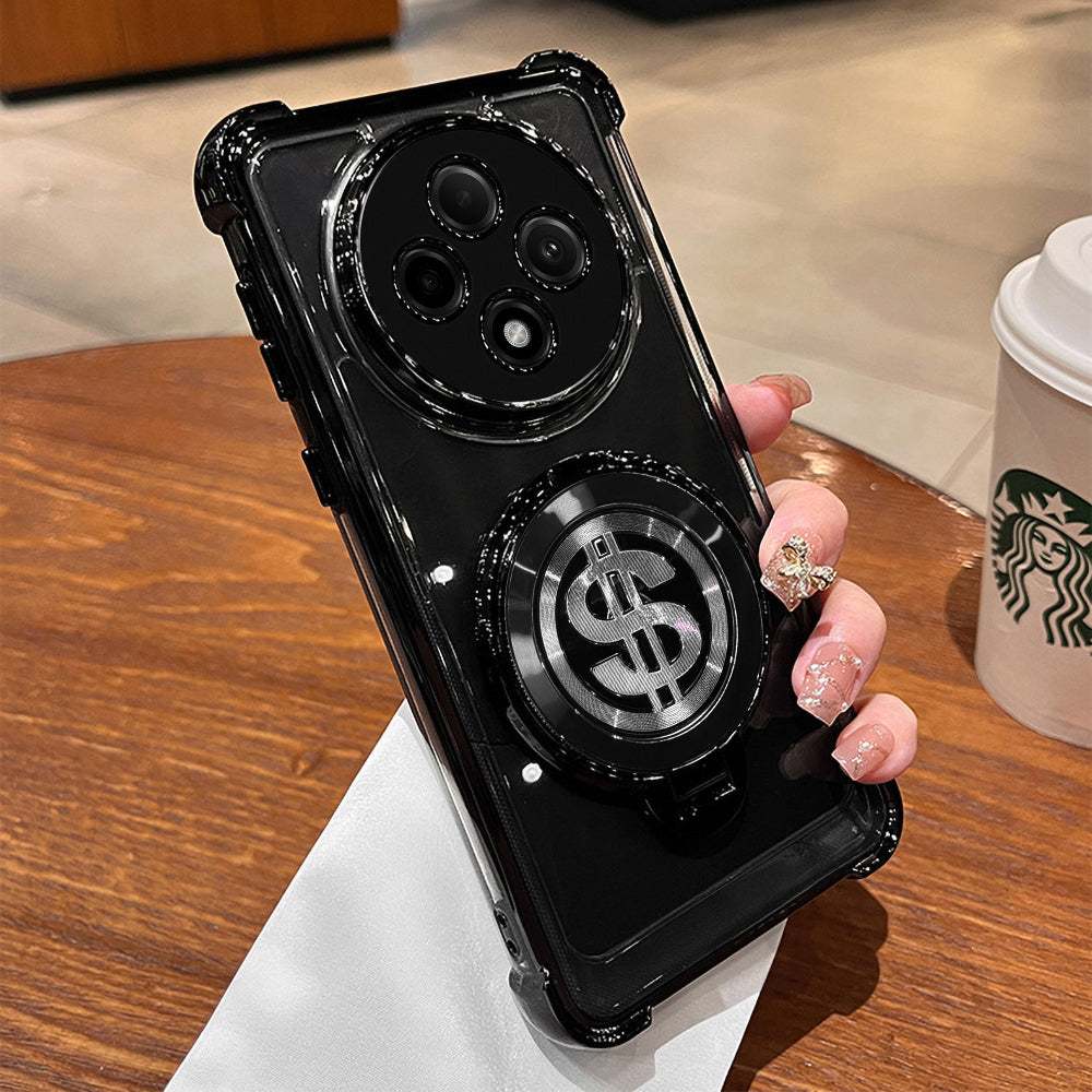 Black phone case with dollar sign and foldable kickstand